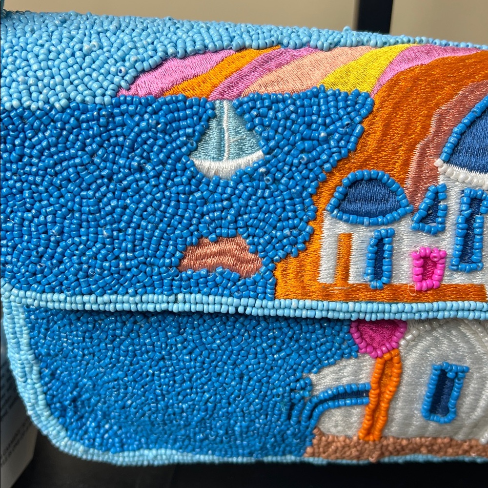 America & Beyond Express | Beaded Santorini Greece Iconic Seascape Shoulder Bag - Picture 5 of 13